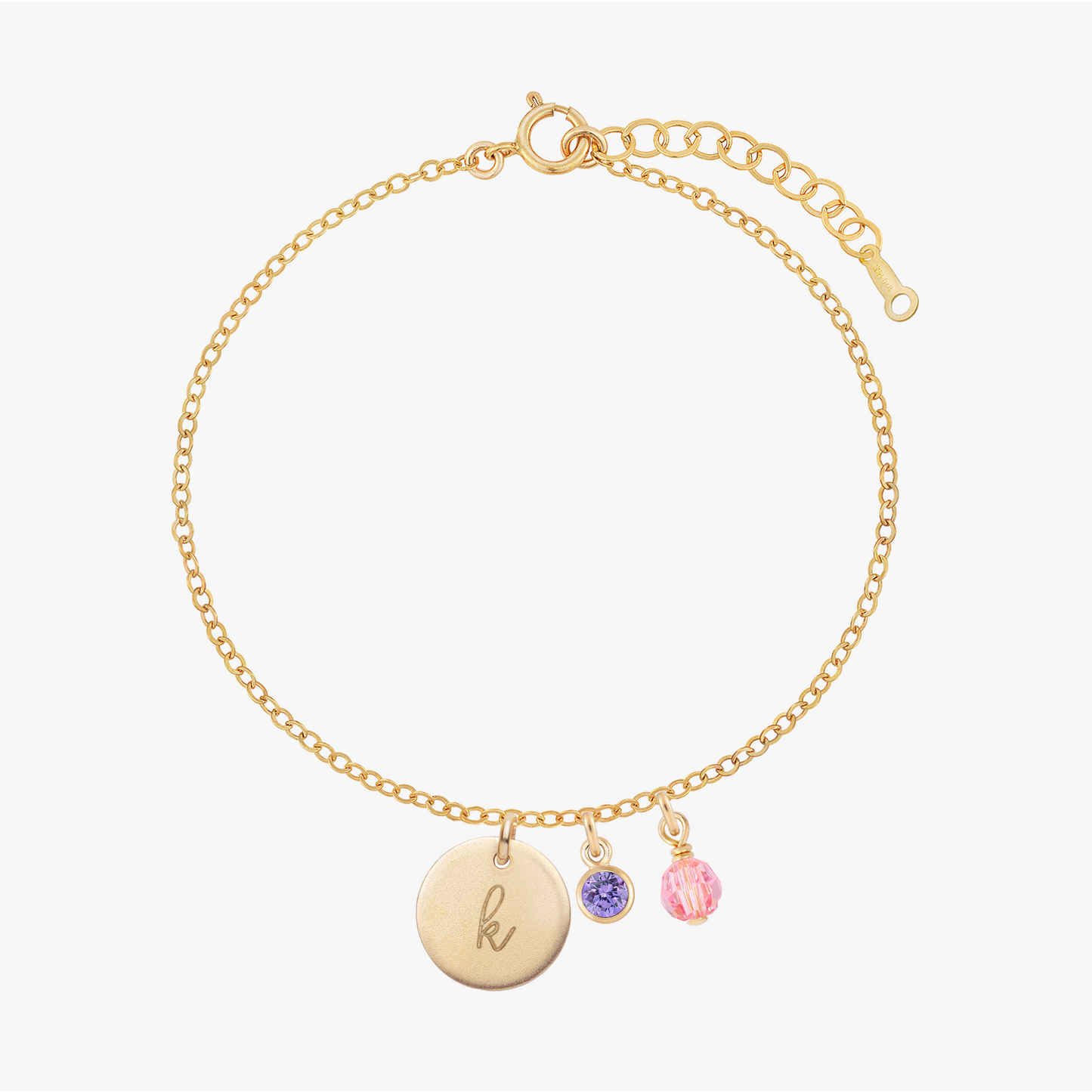 Personalized Birthstones Crystal Disc Bracelet