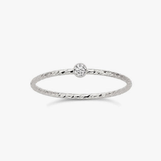Mini Sparkle Bezel Ring Silver