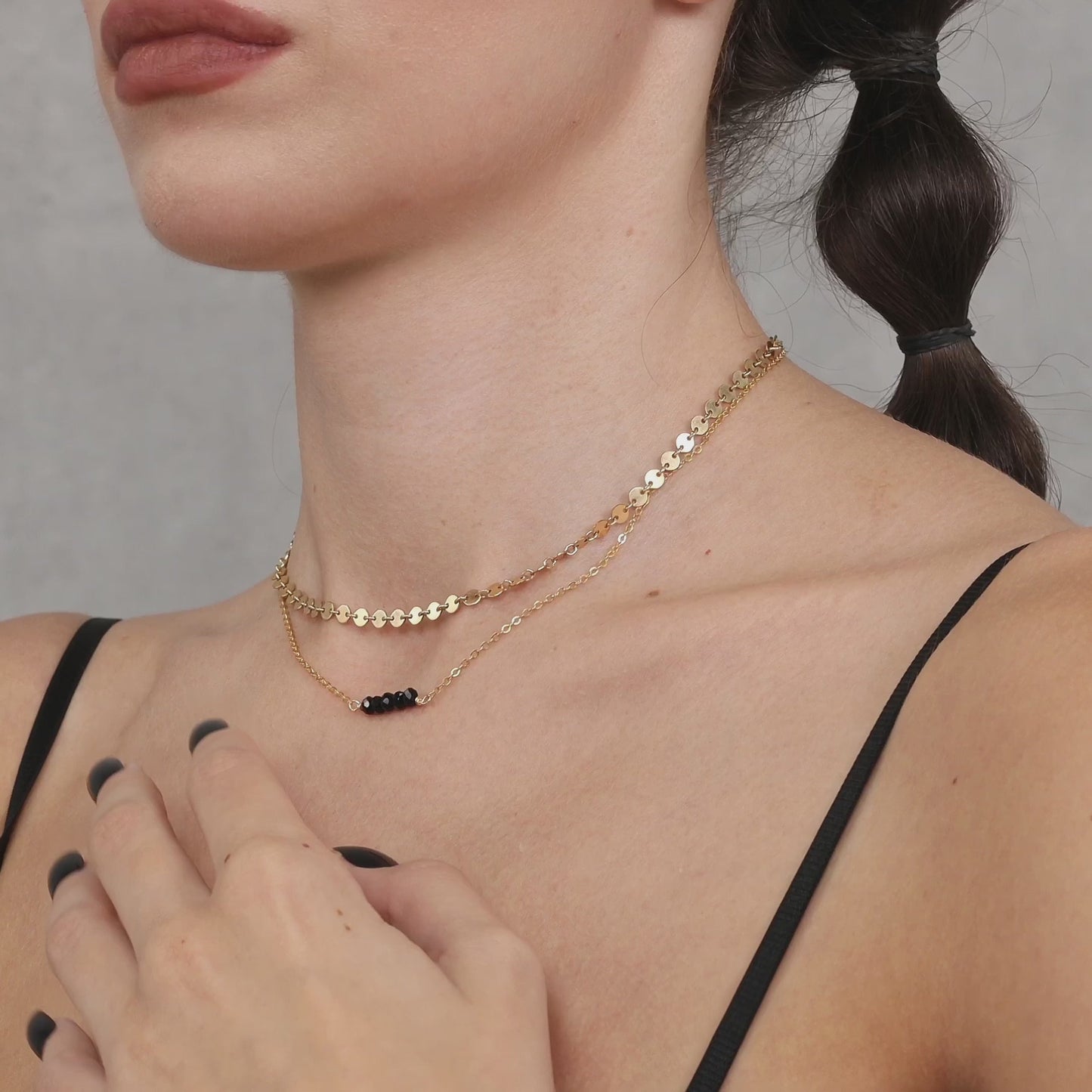Minimal Black Nugget Bar Necklace