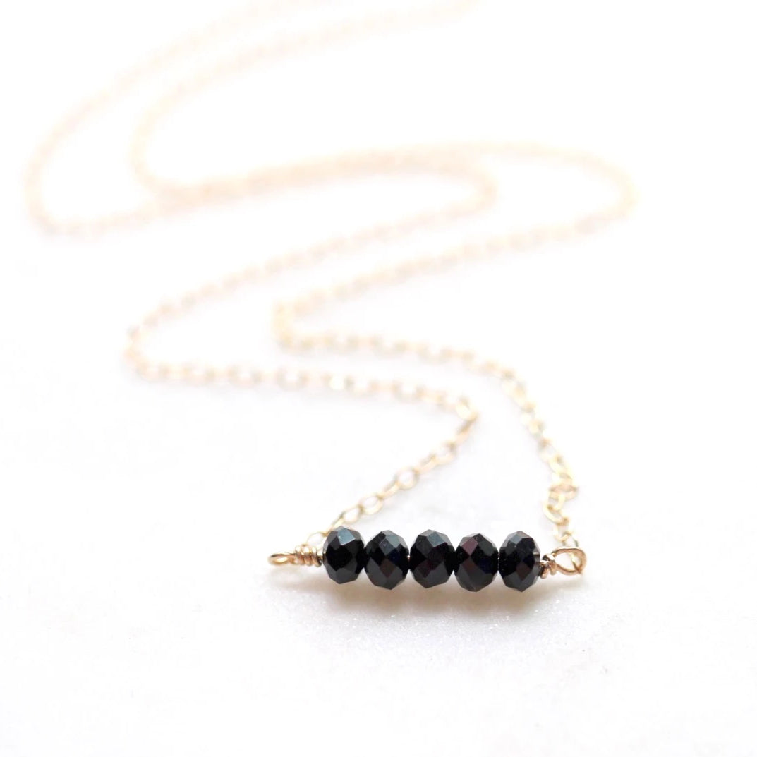 Minimal Black Nugget Bar Necklace