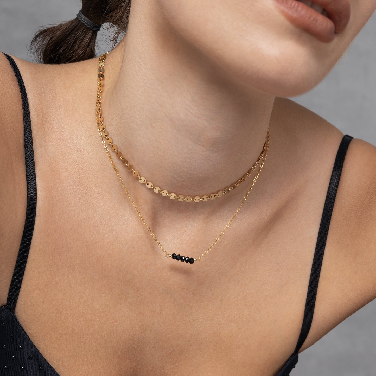 Minimal Black Nugget Bar Necklace